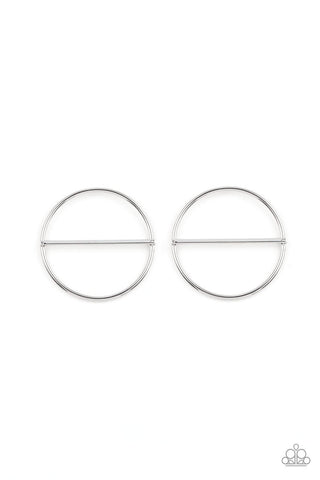 Dynamic Diameter - Silver - Oversized Circle Paparazzi Post Earrings