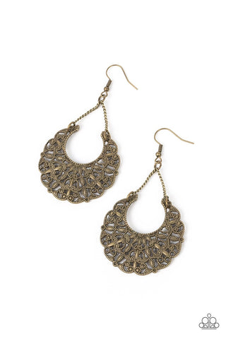 Country Cornucopia - Brass - Leafy Floral Paparazzi Fishhook Earrings