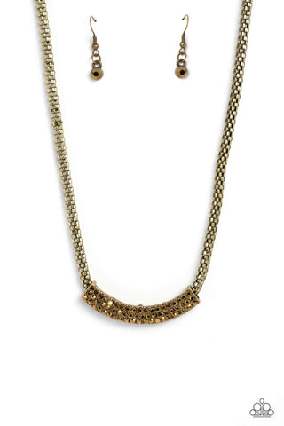 Swing Dance Dream - Brass - Mesh Chain Aurum Rhinestone Paparazzi Short Necklace