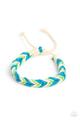 Born to Travel - Blue - Braided Cord Paparazzi Pull-Cord Bracelet