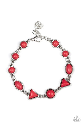 Quarry Quarrel - Red - Oval, Round, Triangle Stone Paparazzi Lobster Claw Bracelet