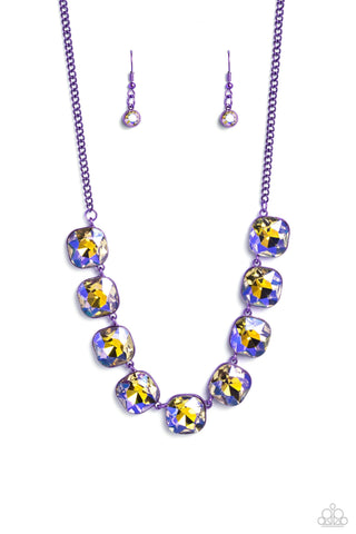 Combustible Command - Purple - UV Gem Painted Chain Paparazzi Short Necklace