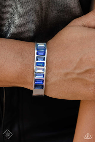 Practiced Poise - Blue - Emerald-Cut Rhinestone Ombre Paparazzi Cuff Bracelet - July 2023 Magnificent Musings