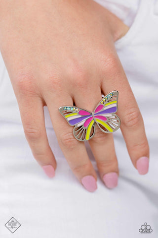 Do the FLIGHT Thing - Multi - Oversized Butterfly Paparazzi Ring - August 2023  Glimpses of Malibu