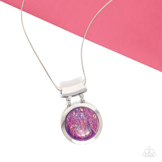 Starlight Starbright - Purple - Glassy Opalescent Oversized Gem Paparazzi Long Necklace