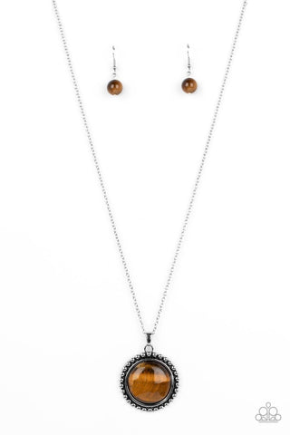 Sonoran Summer - Brown - Round Tiger's Eye Stone Paparazzi Necklace