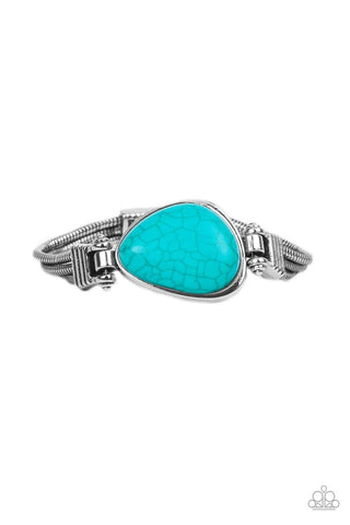 Badlands Bounty - Blue - Asymmetrical Turquoise Stone Paparazzi Watch Clasp Closure Bracelet