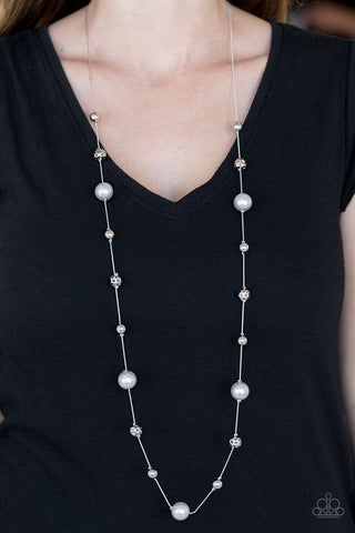 Eloquently Eloquent - Silver - Pearl and Bead Paparazzi Long Necklace