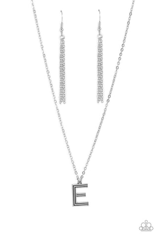 Leave Your Initials - Silver - Letter E Paparazzi Short Necklace