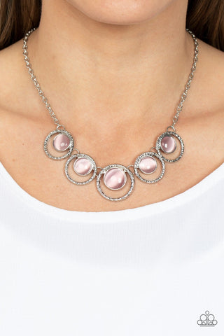 Elliptical Enchantment - Pink - Round Cat's Eye Stone Paparazzi Short Necklace