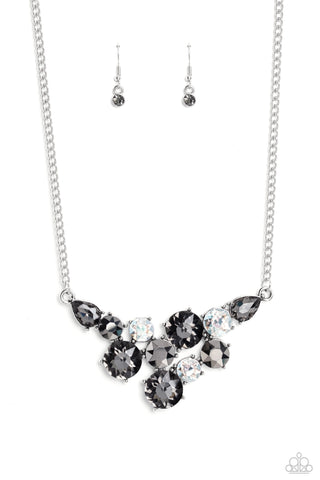 Round Royalty - Silver - Hematite Gem Paparazzi Short Necklace