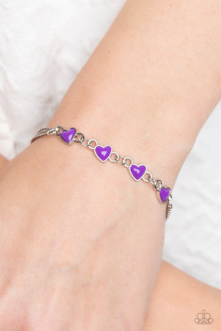 Smitten Sweethearts - Purple - Heart Bead Paparazzi Lobster Claw Bracelet