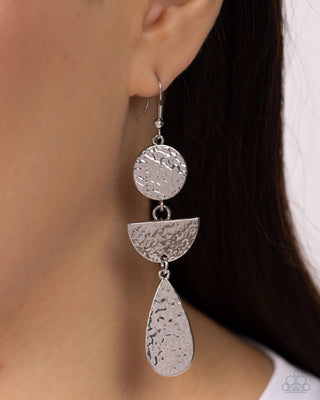 Thrift Shop Trove - Silver - Asymmetrical Hammered Teardrop Paparazzi Fishhook Earrings