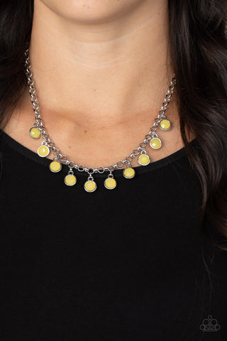 Moonbeam Magic - Yellow - Milky Bead Paparazzi Short Necklace