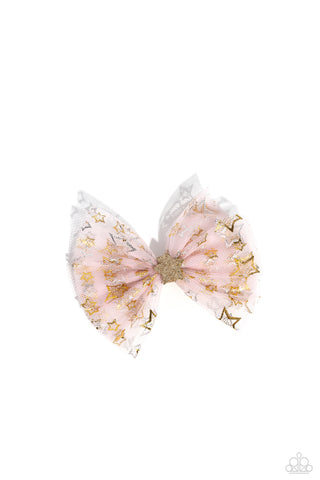 Have a SUPERSTAR Day - Pink - Tulle Silver and Gold Star Paparazzi Hair Bow