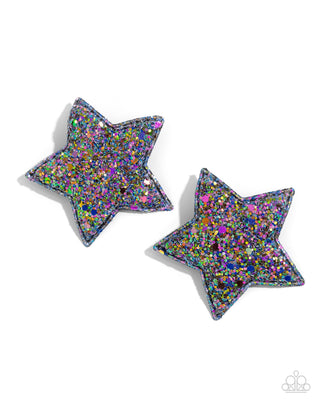 SUPERSTAR Power - Multi - Colorful Glitter Star Paparazzi Alligator Hair Clips