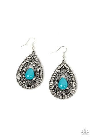 Cloud Nine Couture - Blue - Teardrop Bead Rhinestone Studded Paparazzi Fishhook Earrings