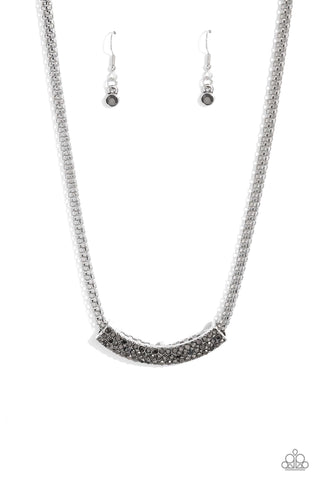 Swing Dance Dream - Silver - Mesh Chain Hematite Rhinestone Paparazzi Short Necklace