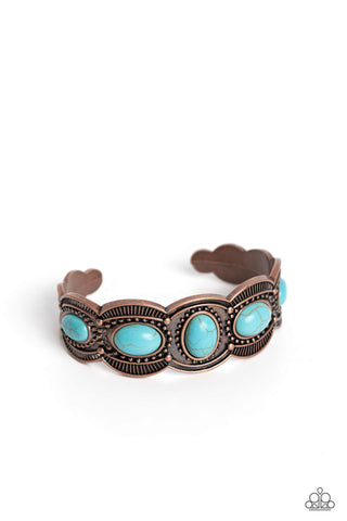 World Traveler - Copper - Turquoise Stone Paparazzi Cuff Bracelet