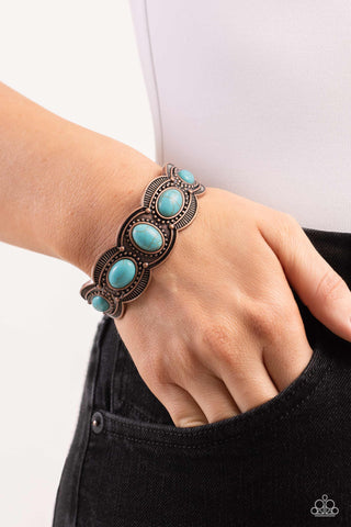 World Traveler - Copper - Turquoise Stone Paparazzi Cuff Bracelet