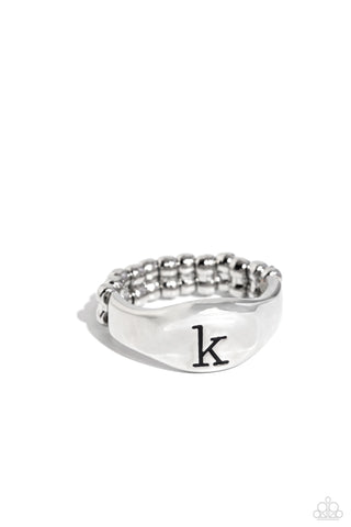 Monogram Memento - Silver - K - Paparazzi Ring