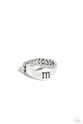 Monogram Memento - Silver - M - Paparazzi Ring