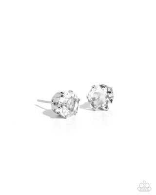 Breathtaking Birthstone - White - Rhinestone Stud April Paparazzi Post Earrings