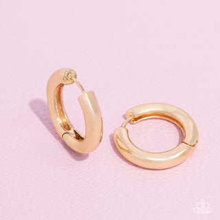 The New Classic - Gold - High Sheen Paparazzi Hinge Hoop Earrings