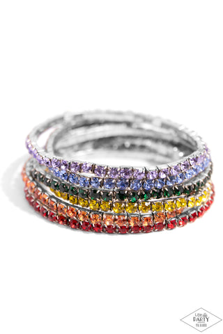 Rock Candy Range - Multi - Rainbow Rhinestone Paparazzi Stretchy Bracelet - Pink Diamond Exclusive