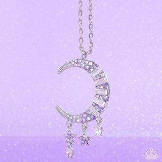 Lunar Landmark - Purple - and Iridescent Moon and Star Paparazzi Long Necklace