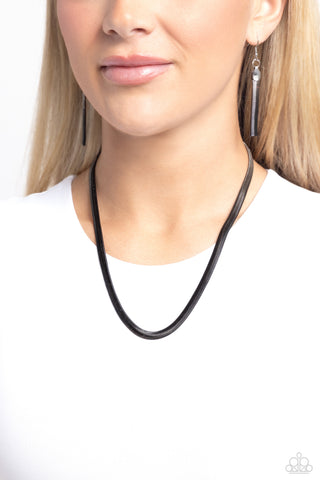 Spray Paint Sass - Black - Ombre Painted Silver Snake Chain Paparazzi Short Necklace