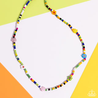 Candyland Craze - Multi - Colorful Seed Bead and Flower Bead Paparazzi Short Necklace