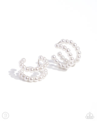 PEARLS Just Want to Have Fun - White - Pearl Paparazzi Ear Cuff Earrings