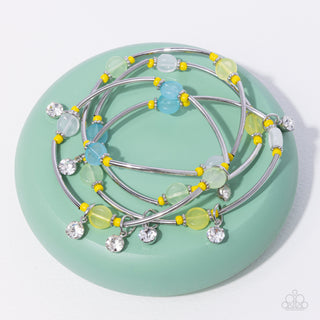 Scattered Sheen - Yellow - Green, and Blue Bead Paparazzi Stretchy Bracelet