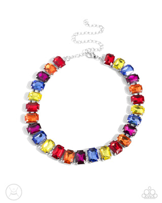 Ecstatic Emeralds - Multi - Colorful Gem Paparazzi Choker Necklace