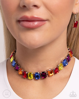 Ecstatic Emeralds - Multi - Colorful Gem Paparazzi Choker Necklace