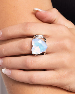 Youthful Yearbook - Blue - Opalescent Heart Gem Paparazzi Ring