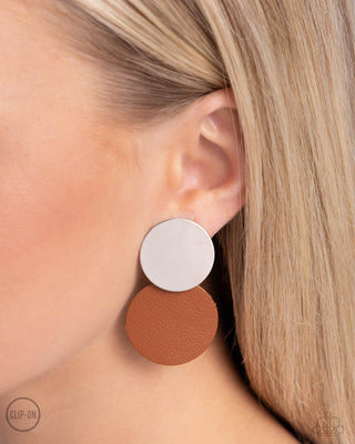 Leather Leader - Brown - Disc Paparazzi Clip-On Earrings