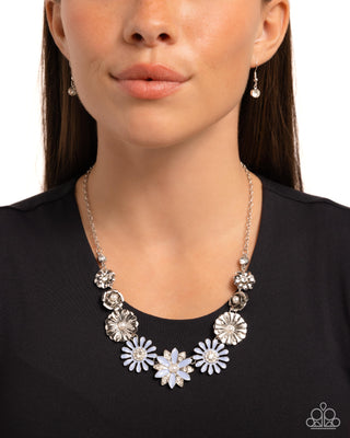 Garden Gesture - Blue - Painted Flower Paparazzi Short Necklace