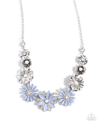 Garden Gesture - Blue - Painted Flower Paparazzi Short Necklace