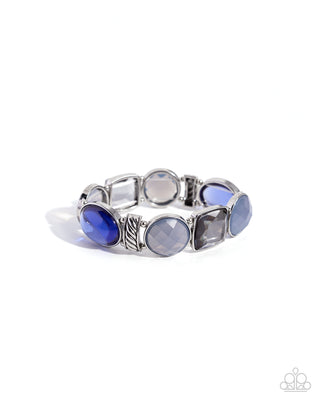 Glassy Generosity - Blue - Faceted Gem Paparazzi Stretchy Bracelet