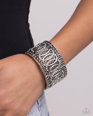 Forged Fashion - White - Rhinestone Chain Paparazzi Stretchy Bracelet