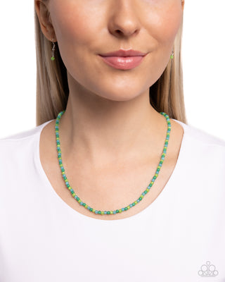 Beaded Belonging - Green - and Blue Bead Paparazzi Short Necklace