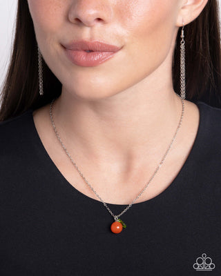 Orange Opulence - Orange - Glossy Bead and Gem Fruit Paparazzi Short Necklace