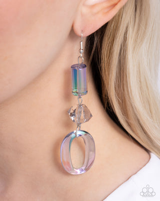 Iridescent Infatuation - Silver - Iridescent Acrylic Paparazzi Fishhook Earrings