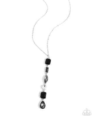 Gallery Gala - Black - White, and Smoky Gem Paparazzi Short Necklace