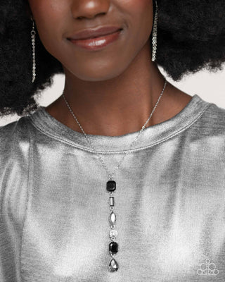 Gallery Gala - Black - White, and Smoky Gem Paparazzi Short Necklace