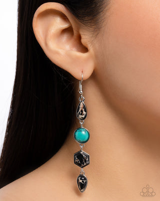 Singular Stones - Black - and Turquoise Marbled Stone Paparazzi Fishhook Earrings