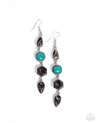 Singular Stones - Black - and Turquoise Marbled Stone Paparazzi Fishhook Earrings