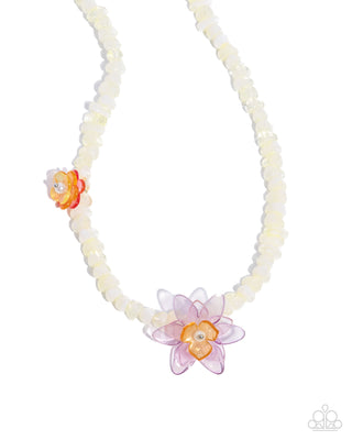 Malibu Master - Multi - Purple, Pink, Yellow Flower White Bead Paparazzi Short Necklace